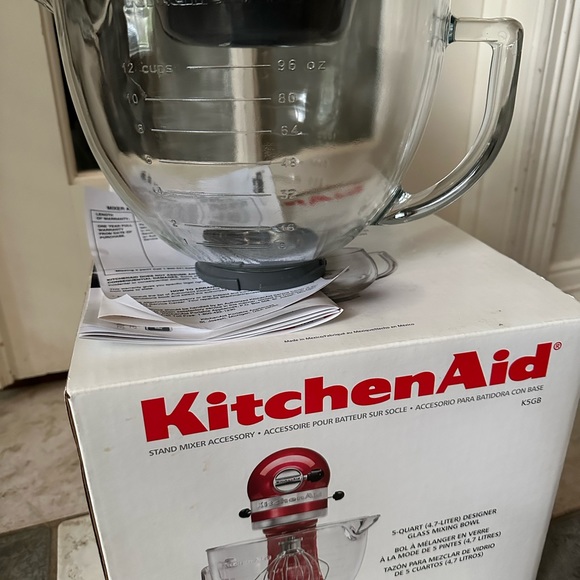 KITCHENAID TILT MIXER 5QT GLASS BOWL WITH MEASUREMENTS AND MARKINGS COOK RECIPE - Picture 5 of 5